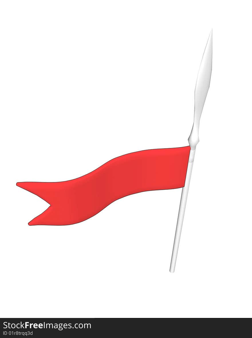 Red flag isolate on a white background. 3d model.