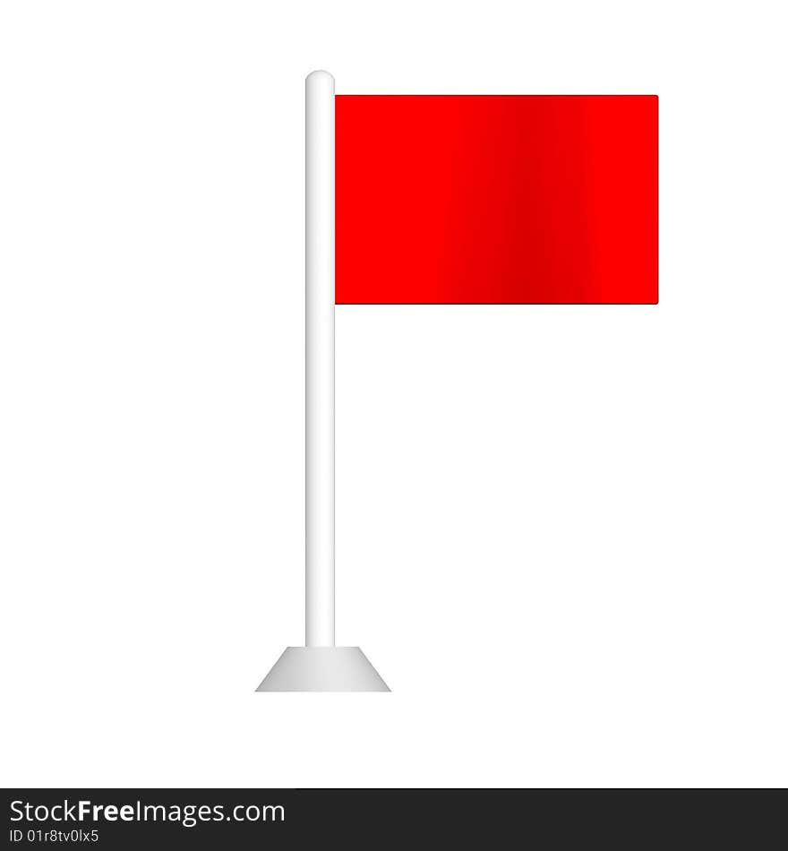 Red flag isolate on a white background. 3d model.