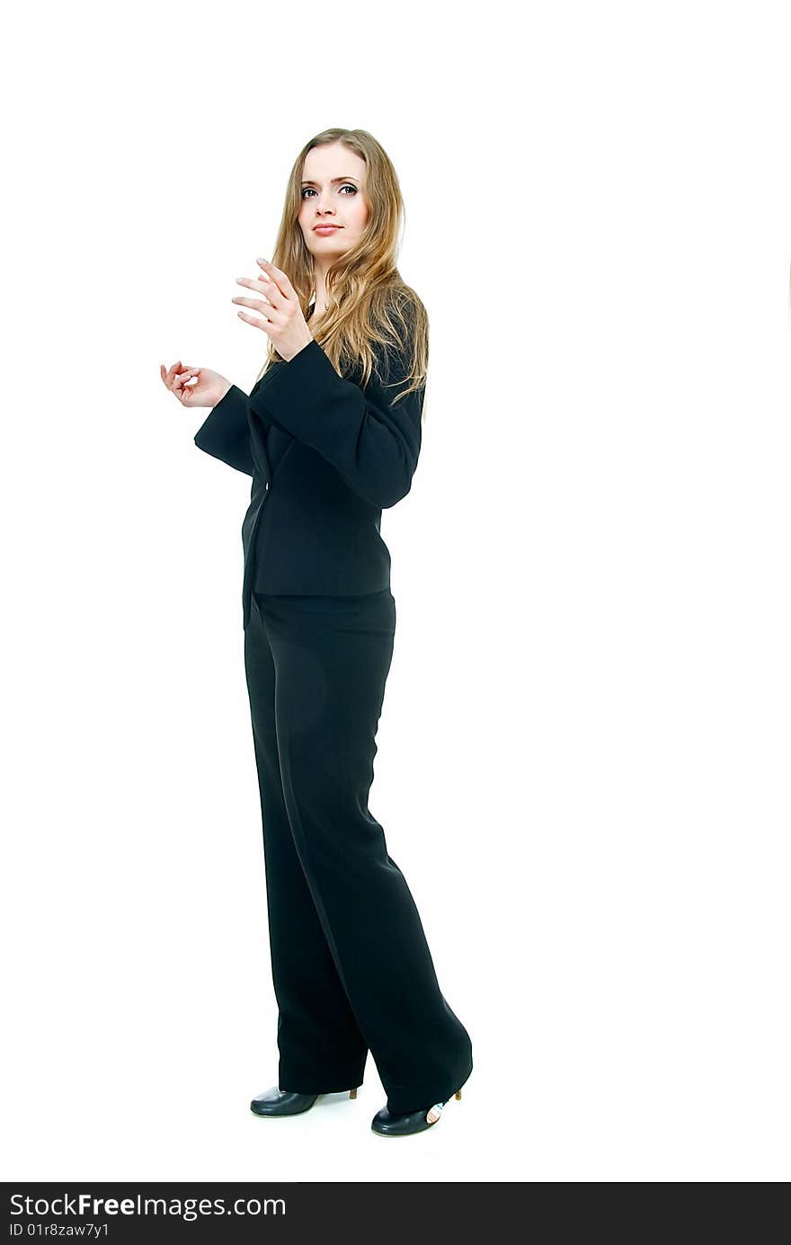 Business lady in black suit