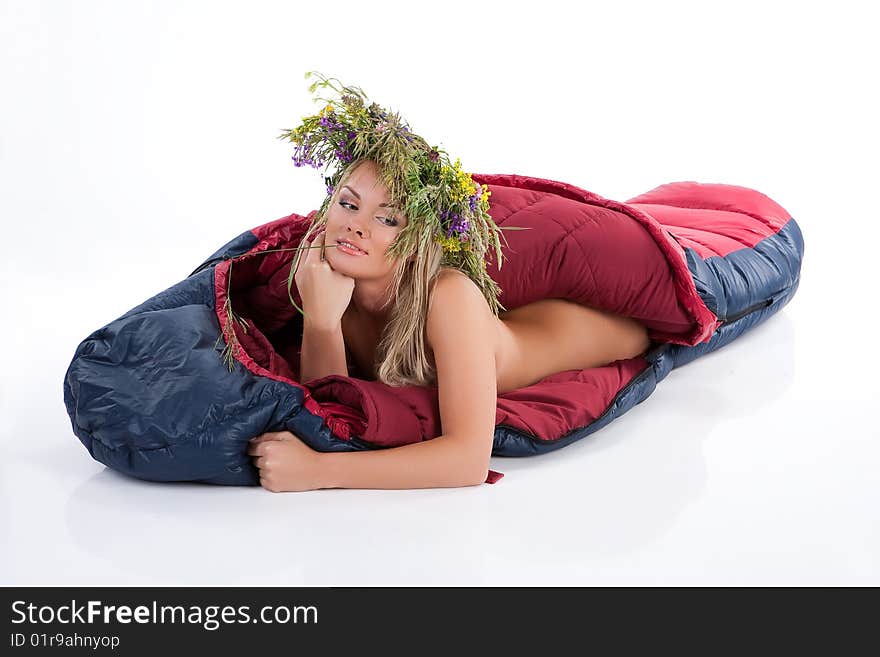 Woman With The Wreast In The Sleeping Bag