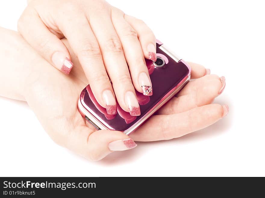 Woman holding mobile phone