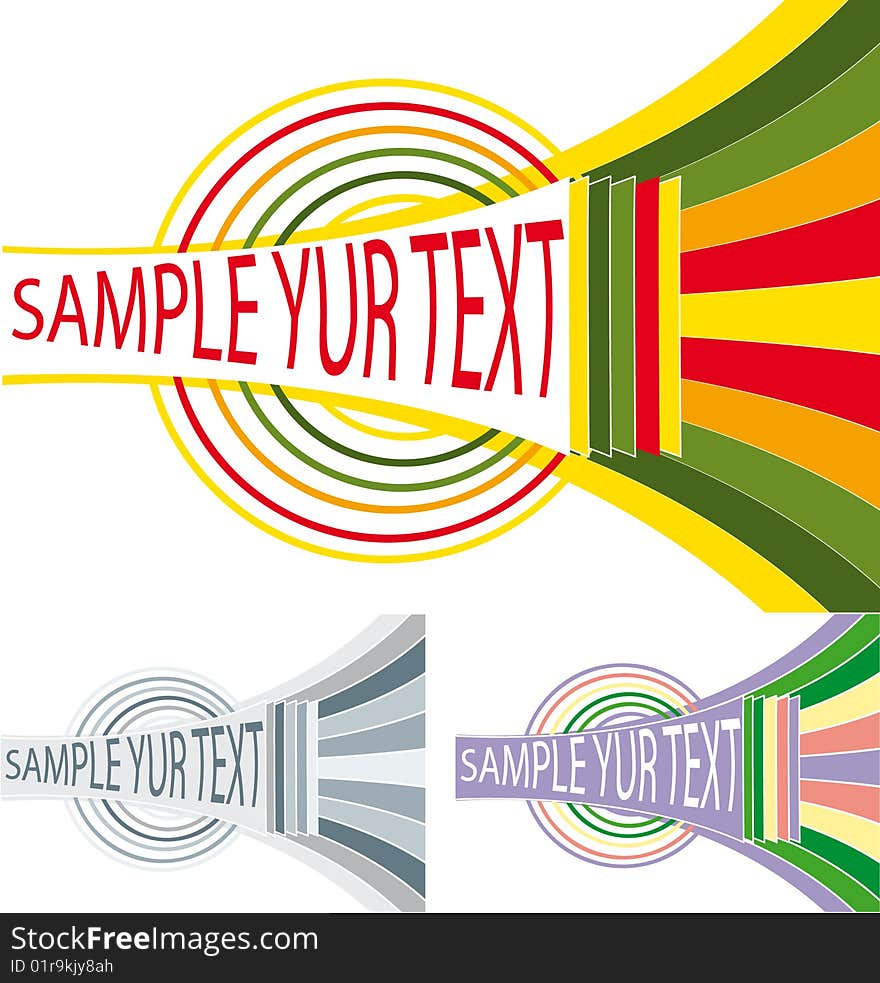 Banner with an oval and bright colored stripes. Banner with an oval and bright colored stripes