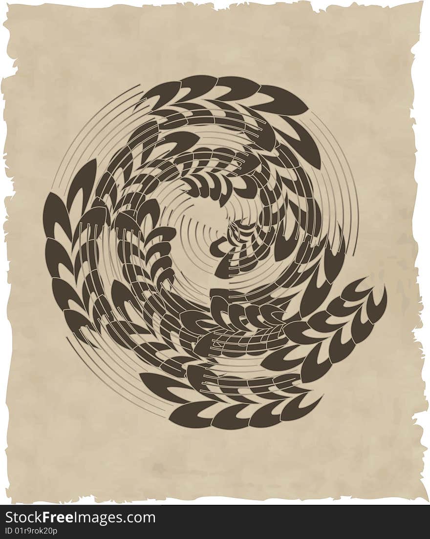 The vector wreath on old paper