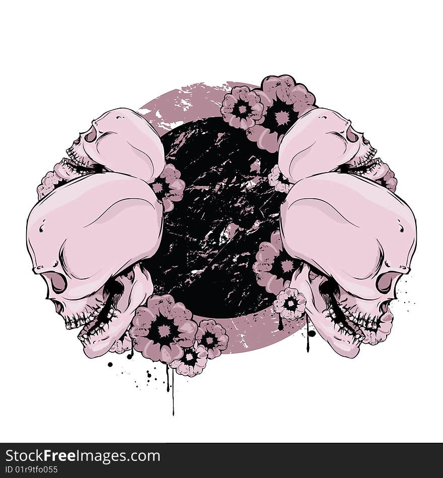 The skulls with blots and flowers