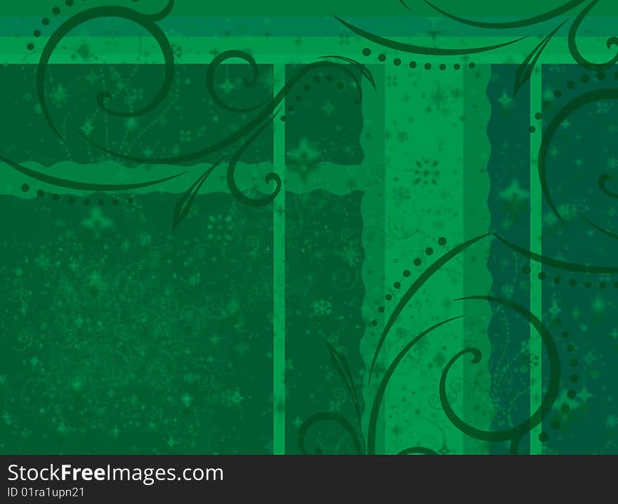 Green background with swirls and dots. Green background with swirls and dots