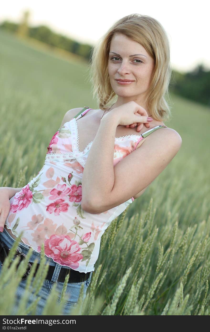 Beauty Woman On Field