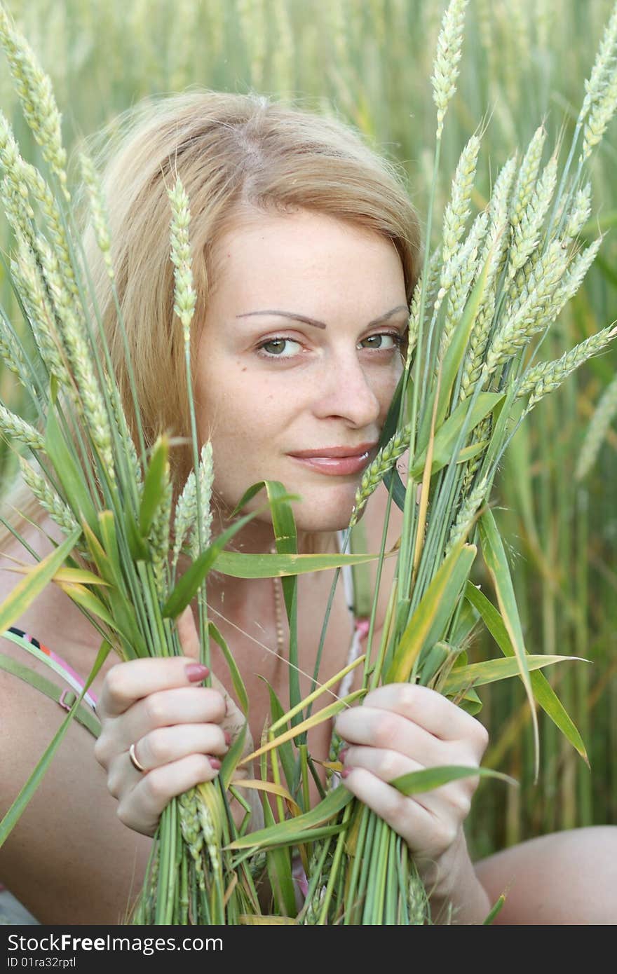 Beauty Woman On Field