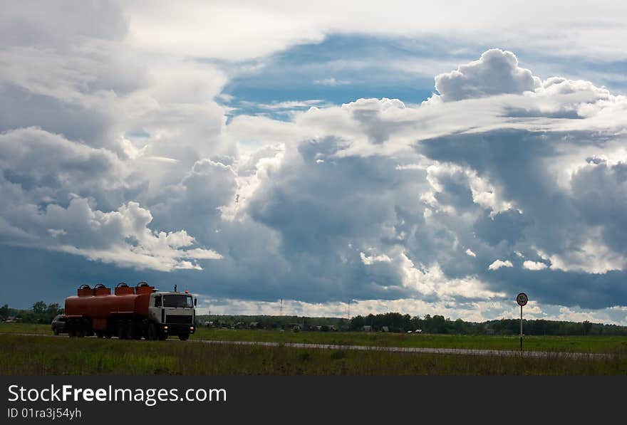 Tank truck on road