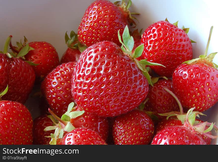 Strawberries in a white bowl