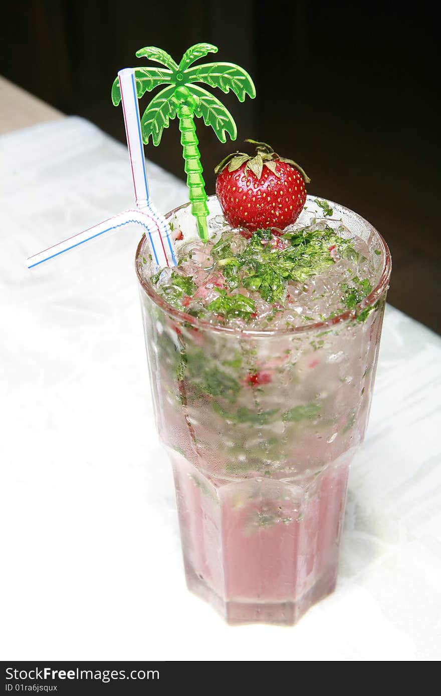 Drink, Red Mohito with Strawberries and Spearmint