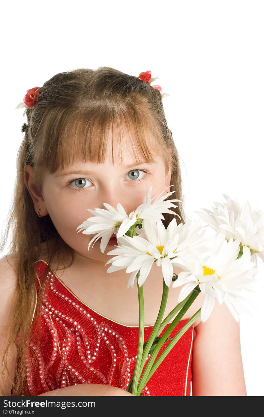 Girl with white flowers