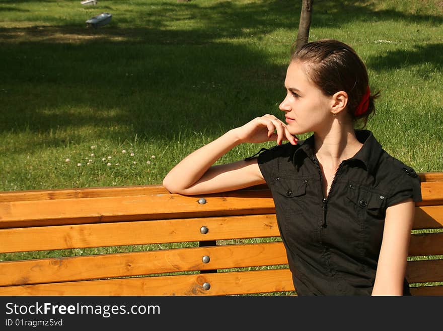 Girl sitting on bench