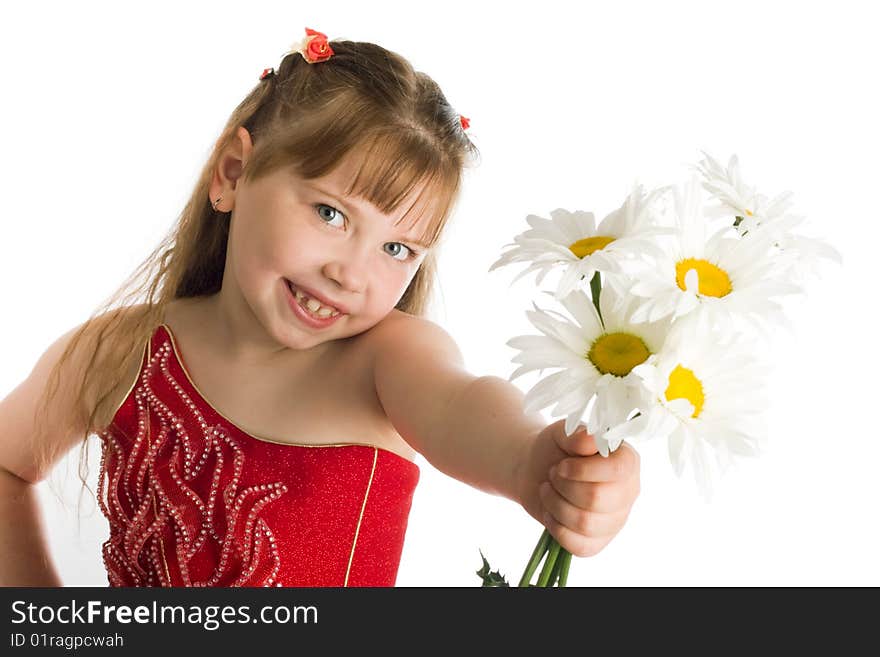 Girl with camomiles