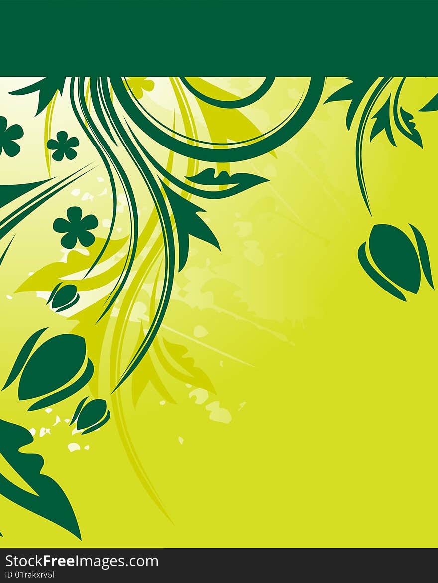 Green floral background with place for your text