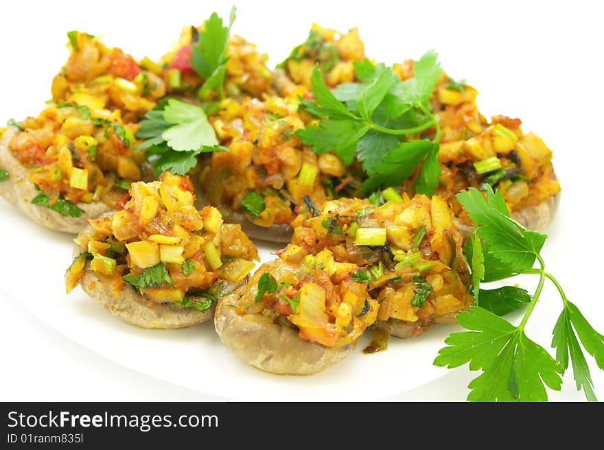 Mushrooms stuffed with vegetables