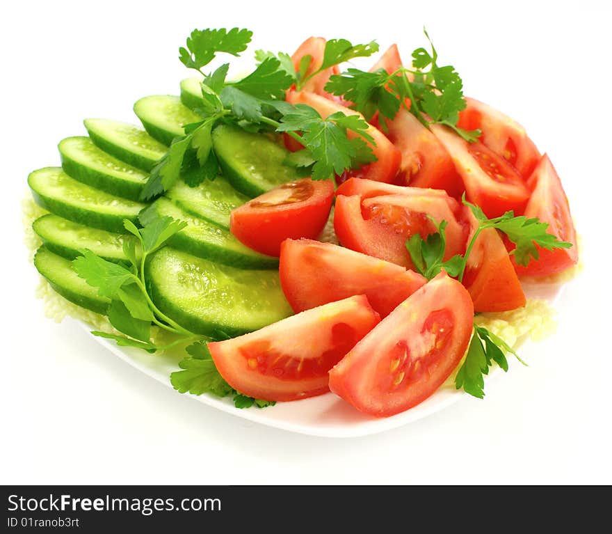 Fresh vegetables fruits on plate