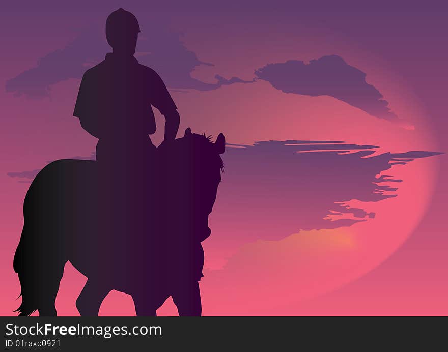 Horseman silhouette front of sky