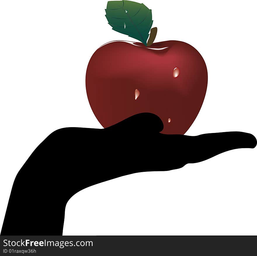 Hand And Red Apple