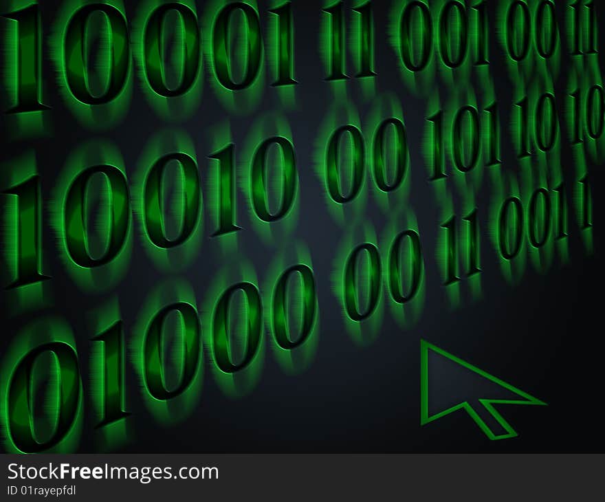 Green and black binary code background