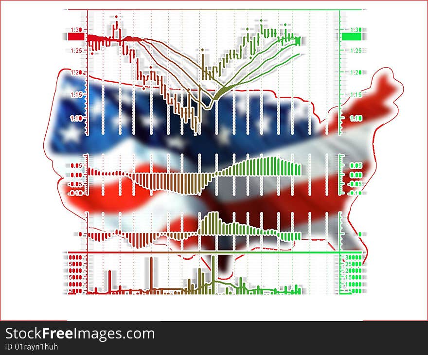 Illustration of the usa stock market exchange chart