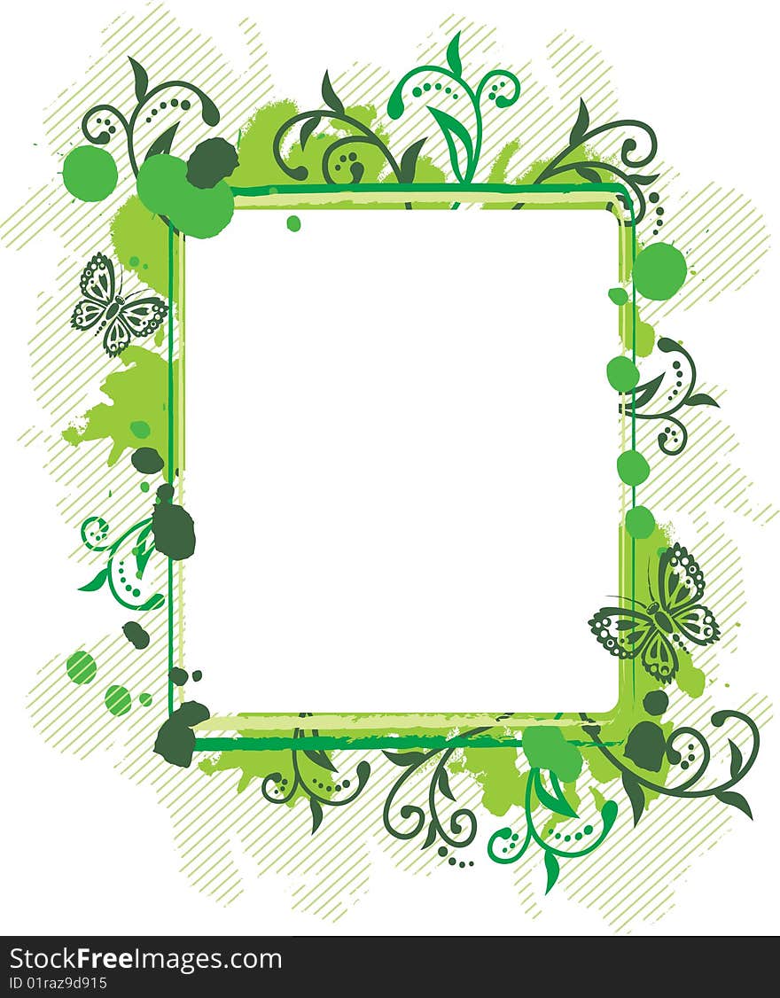 Decorative design - grunge floral frame