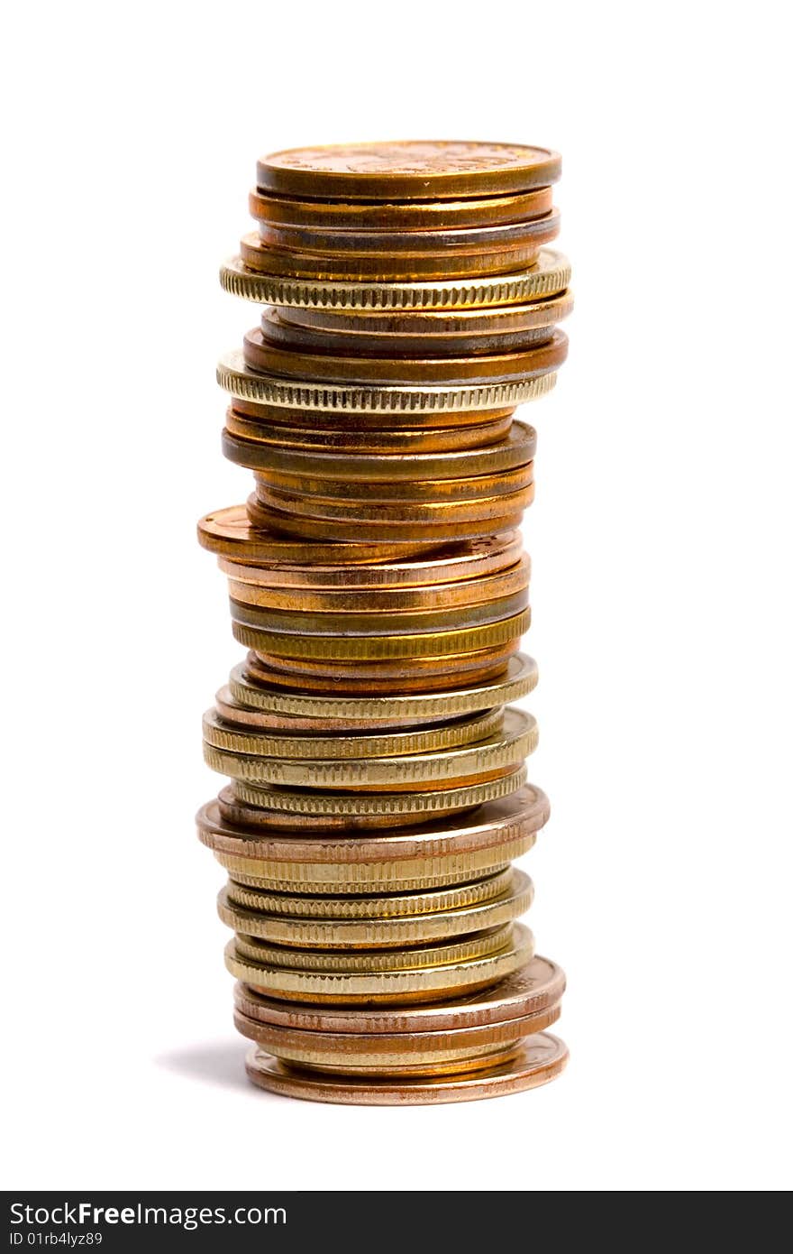 Coins stack isolated on white background