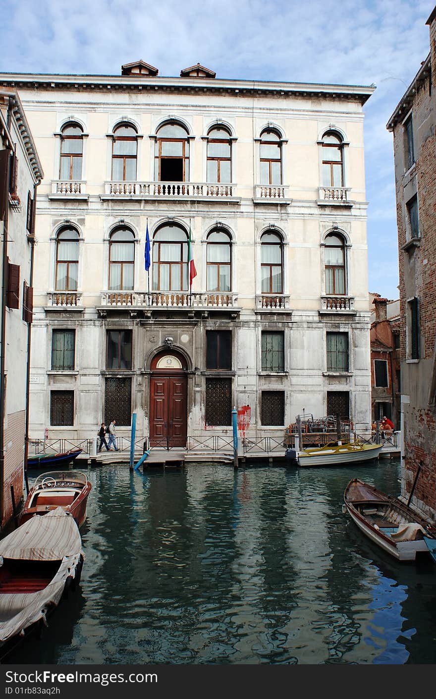 The view of Venice city canal and government building (Italy). The view of Venice city canal and government building (Italy).