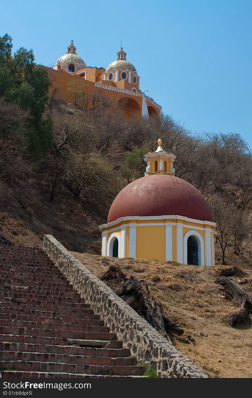 Cholula church in mexico near puebla