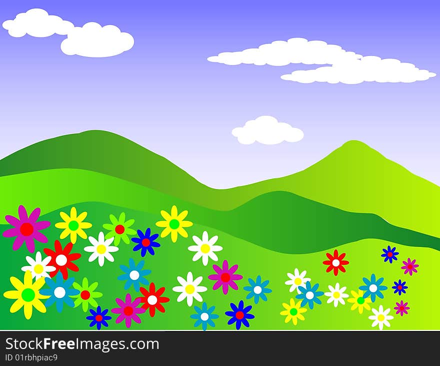 Spring meadow with colorful flowers. Spring meadow with colorful flowers