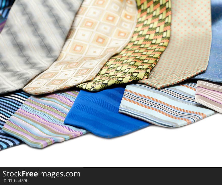 Male Ties Over White Background