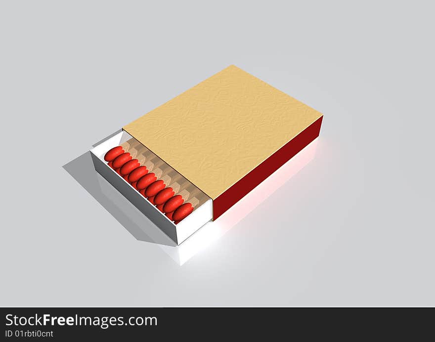 3d image-a opened matchstick. 3d image-a opened matchstick.