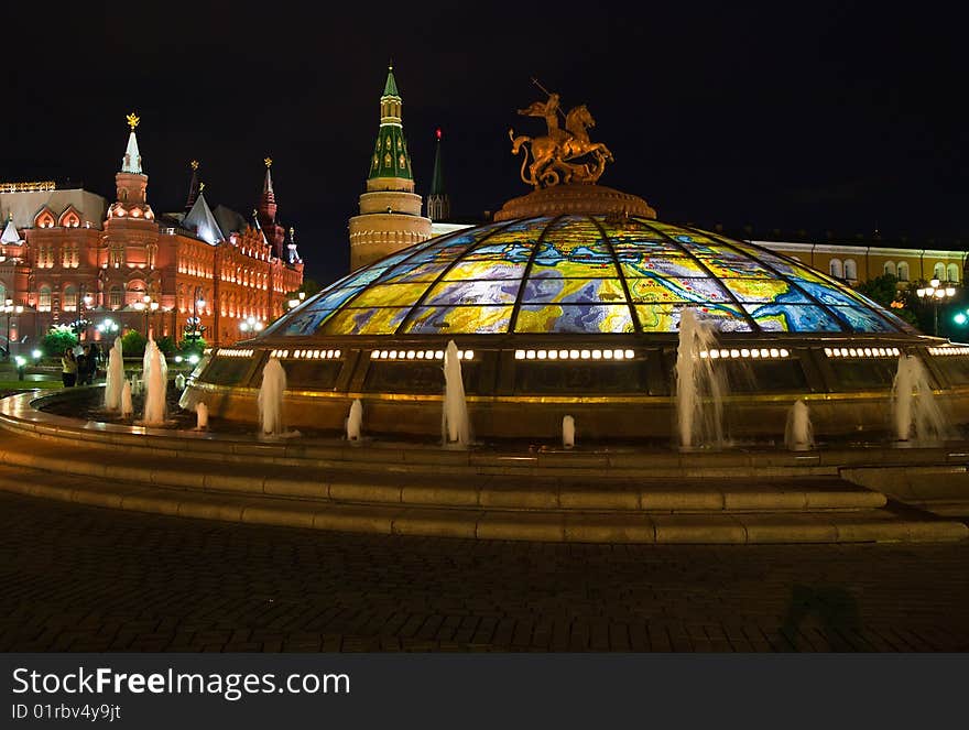 Terrestrial globe-fountain-stylized clock. Moscow. Russia. Terrestrial globe-fountain-stylized clock. Moscow. Russia