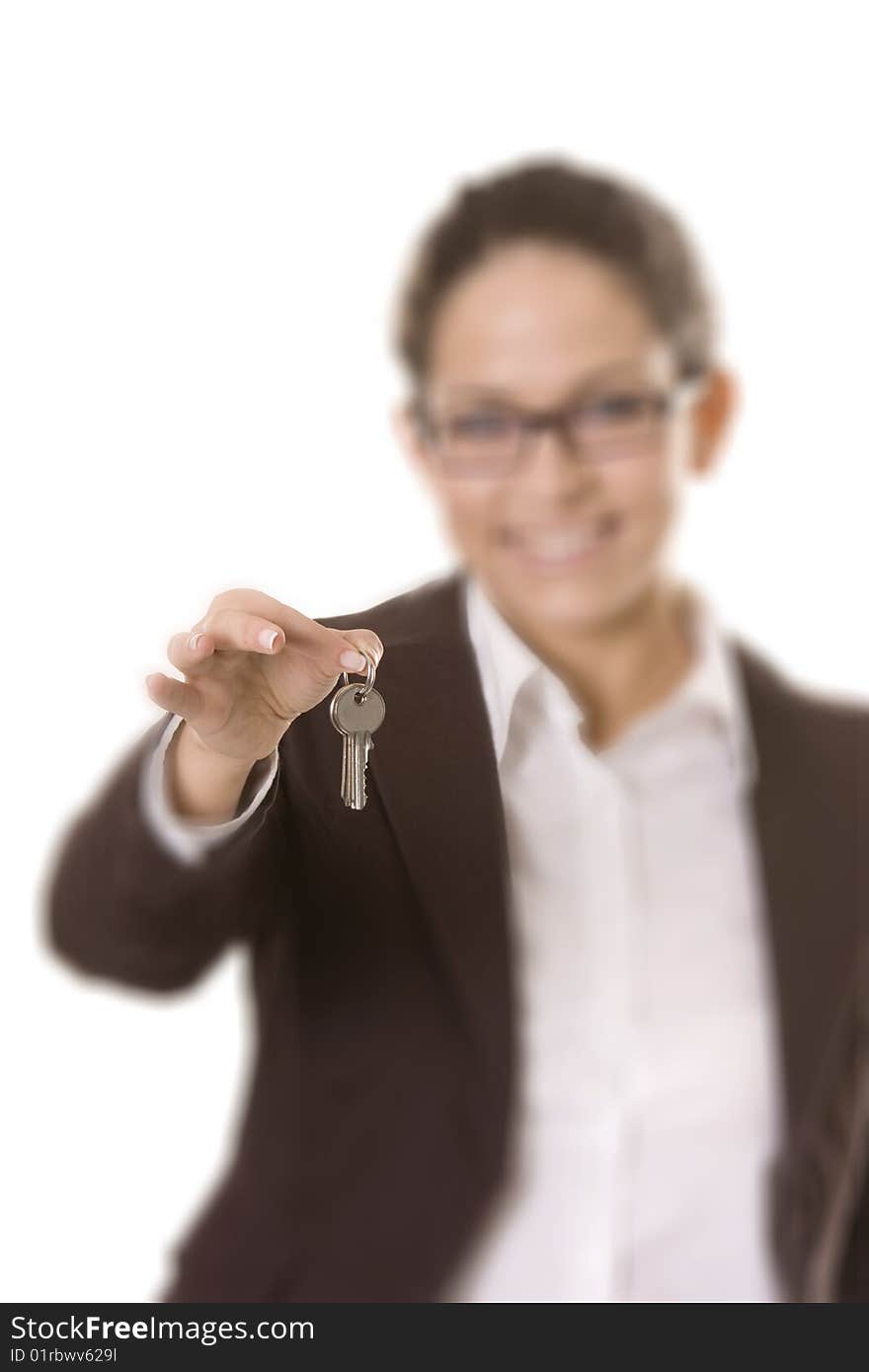 Businesswoman Holding Keys