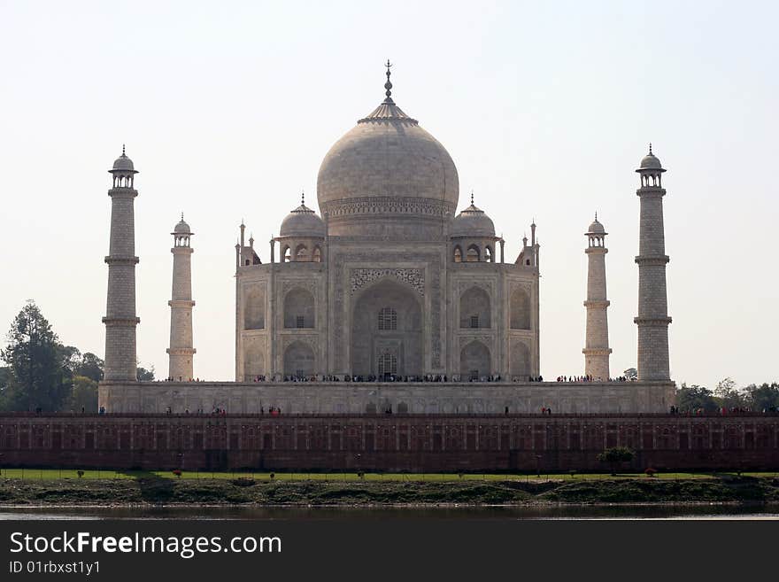 The Taj Mahal at midday seen from the backside where it looks a lot darker. The Taj Mahal at midday seen from the backside where it looks a lot darker