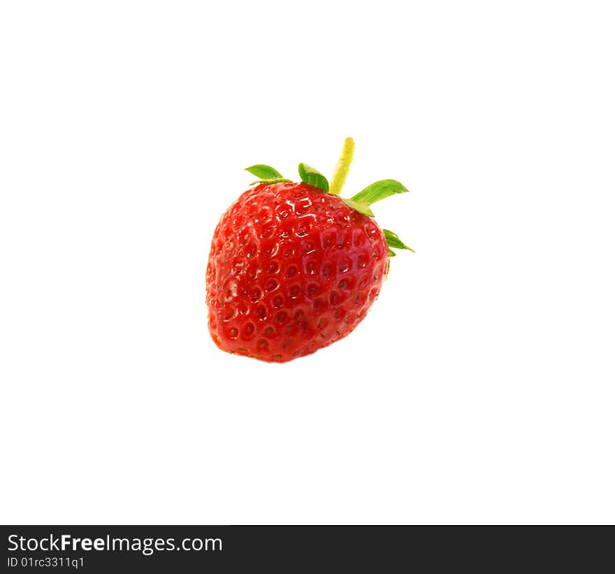 One strawberry on a white background, it is isolated.