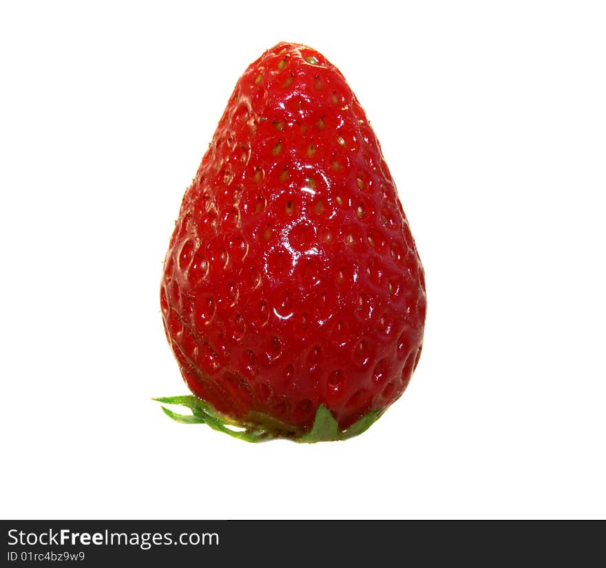 Ripe, red strawberry on a white background, it is isolated. Ripe, red strawberry on a white background, it is isolated.