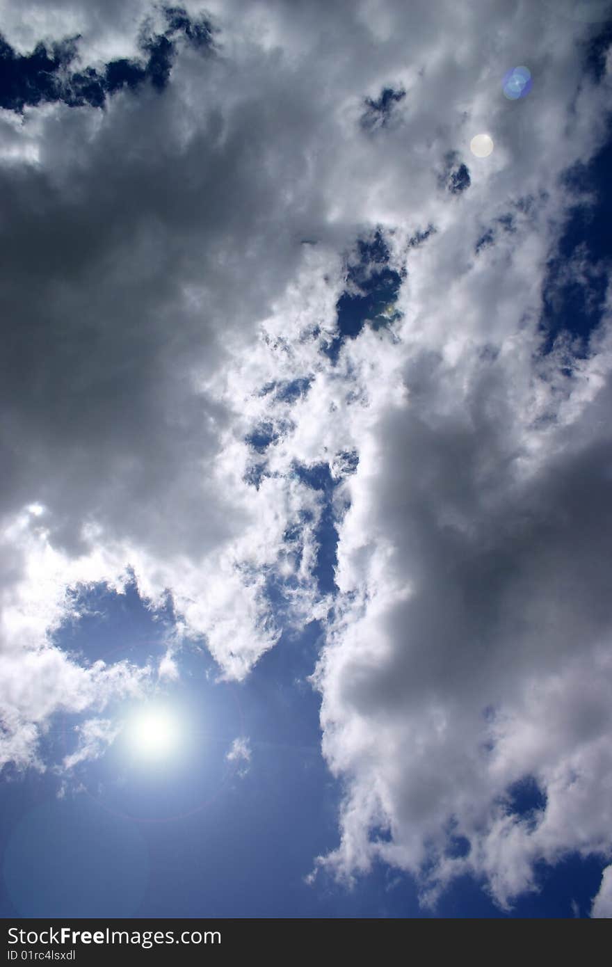 Blue sky with beautiful bright clouds.