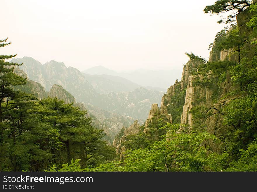 The worldwide famous peaks of Huangshan in China. The worldwide famous peaks of Huangshan in China