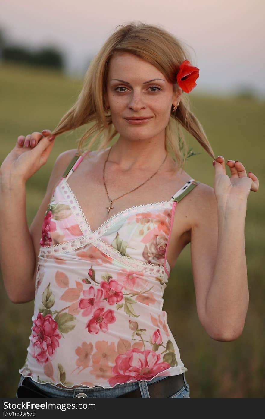 Woman and poppy