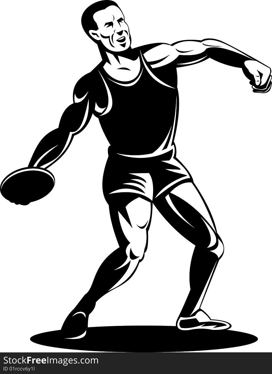 Vector illustration of an athlete about to throw the discus isolated on white background. Vector illustration of an athlete about to throw the discus isolated on white background