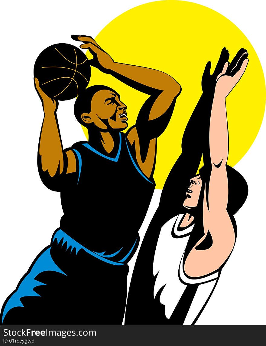 Vector illustration of basketball player about to dunk the ball to the hoop. Vector illustration of basketball player about to dunk the ball to the hoop