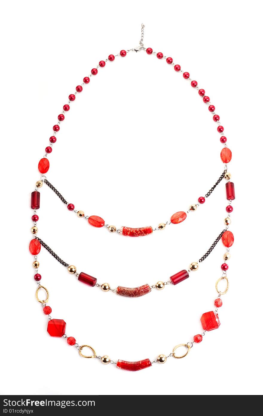 Red gem necklace on white