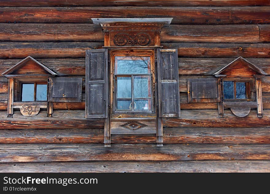 Old russian wooden wondows. Kostroma. Old russian wooden wondows. Kostroma.