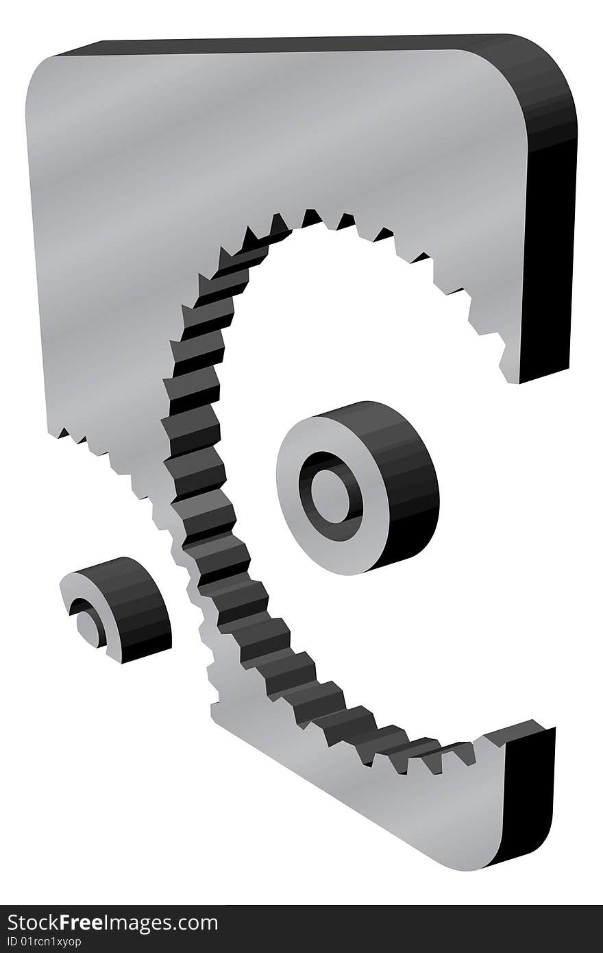 Two perspective cogs in a 3d logo