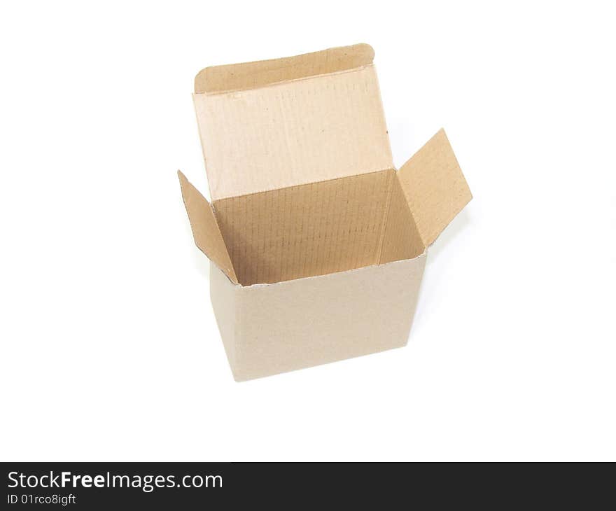 An open cardboard box isolated white backround. An open cardboard box isolated white backround