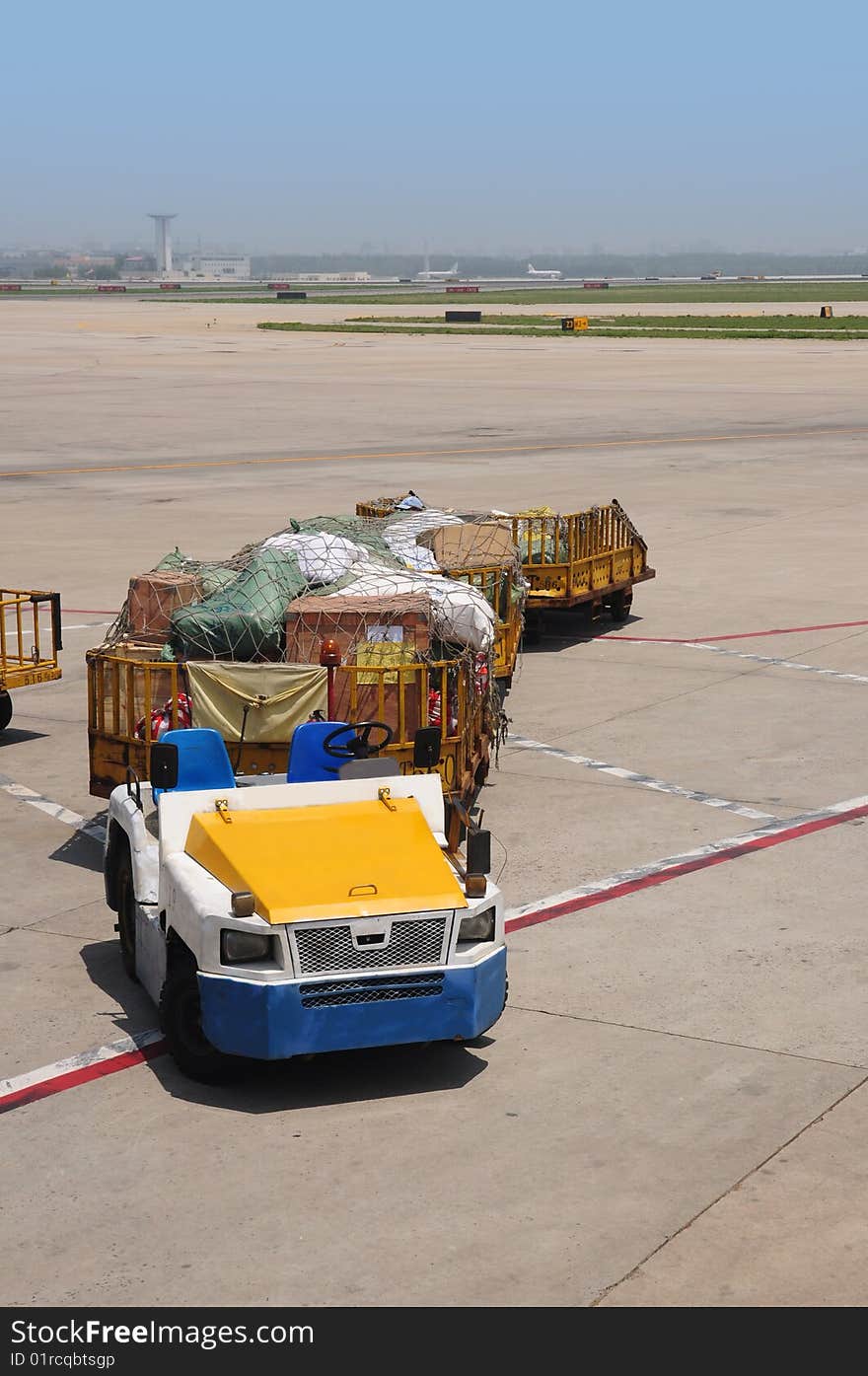 Baggage train in airport