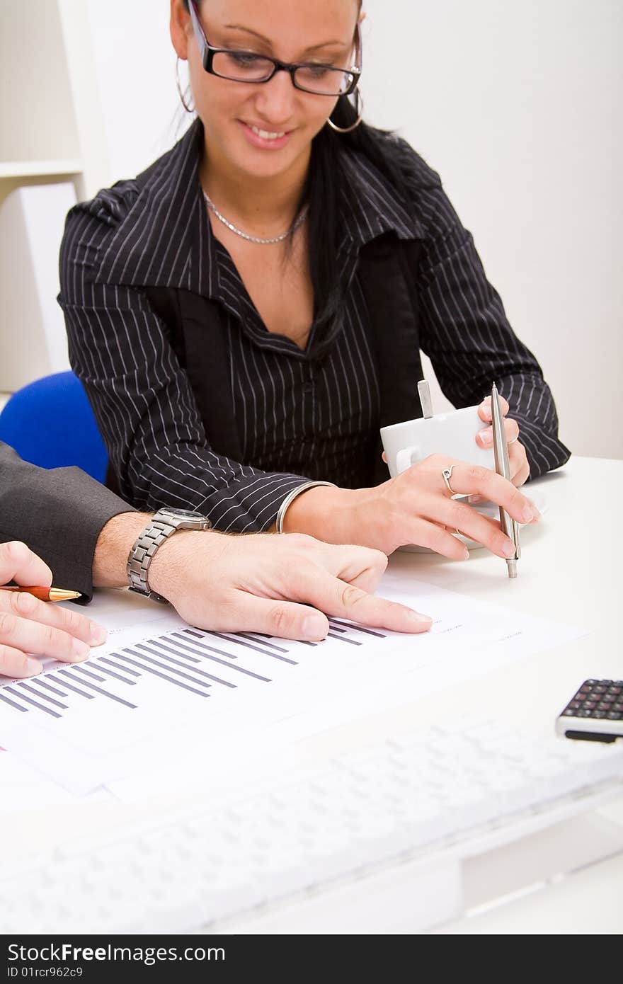 Business man and business woman working in office. Business man and business woman working in office