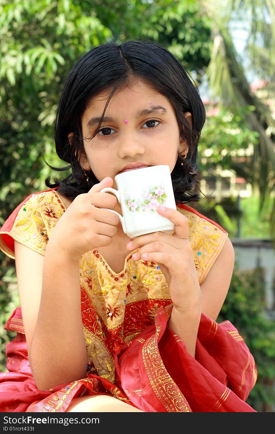 Girl having a morning tea