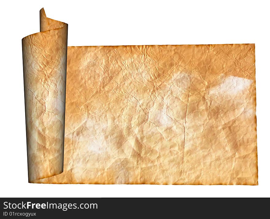 Vintage grunge rolled parchment illustration (natural paper texture)