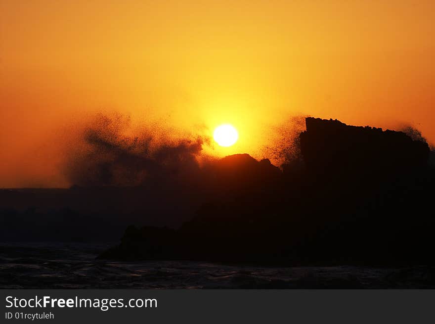 Sunset at the beach in Portugal